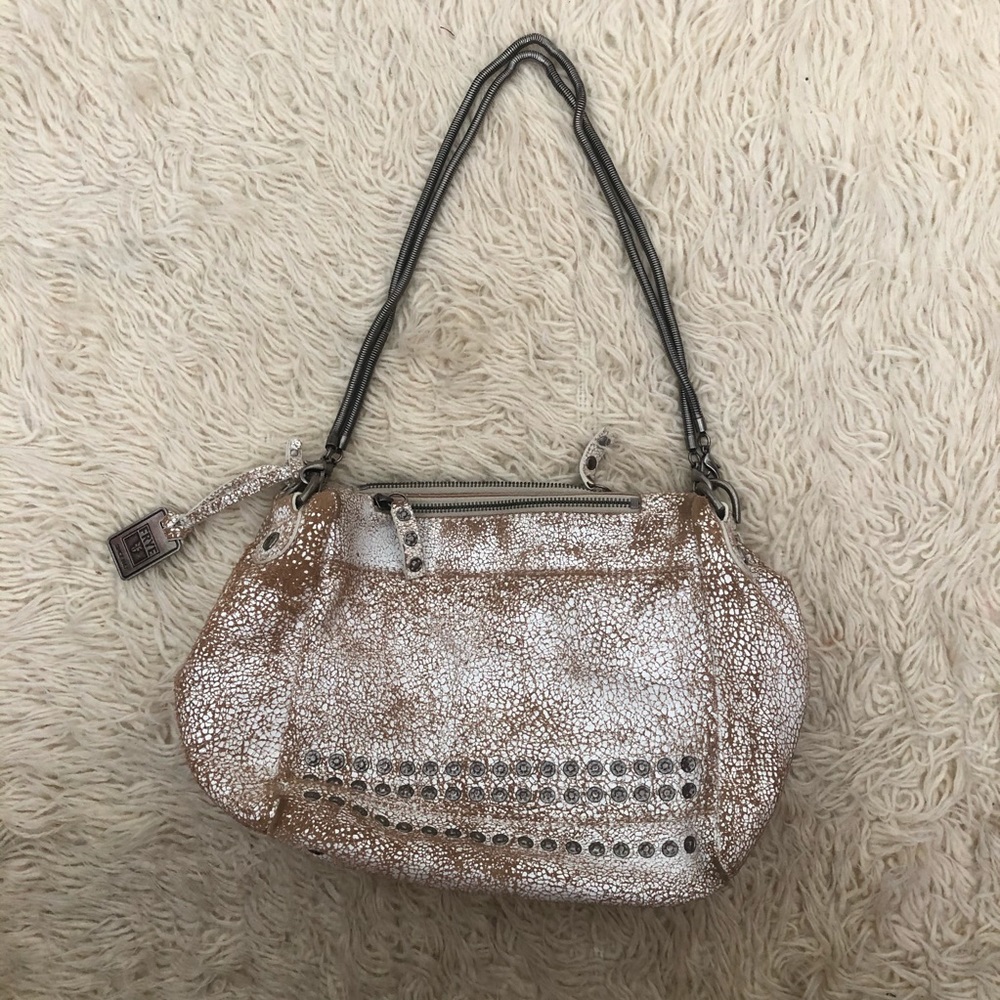 Frye Cracked White Leather Purse